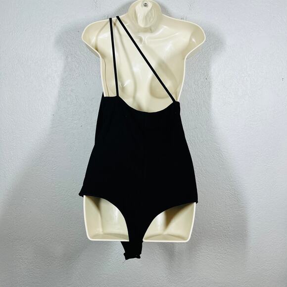 Lulus Bodysuit Black Single Shoulder Strappy - XL - Picture 3 of 4